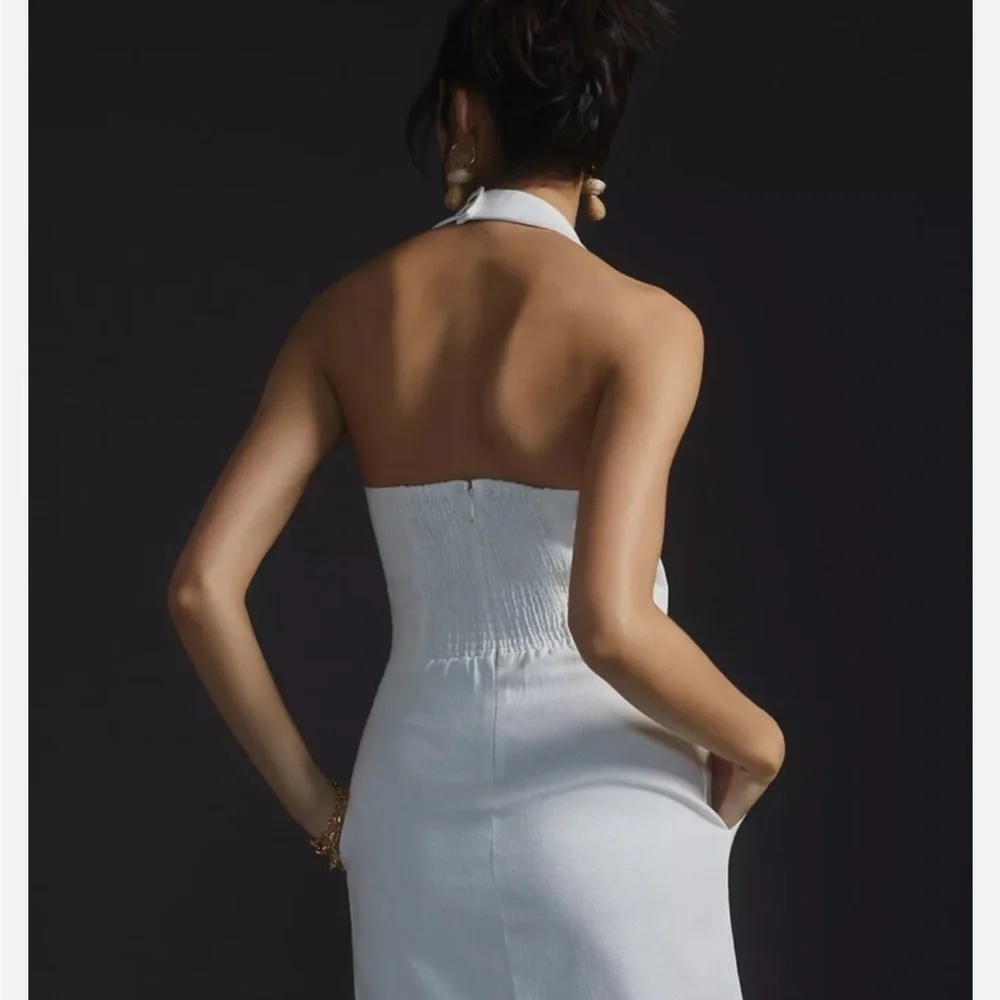 Anthropologie Mare Mare Button Front Halter Mini Dress White Size S - Picture 5 of 9